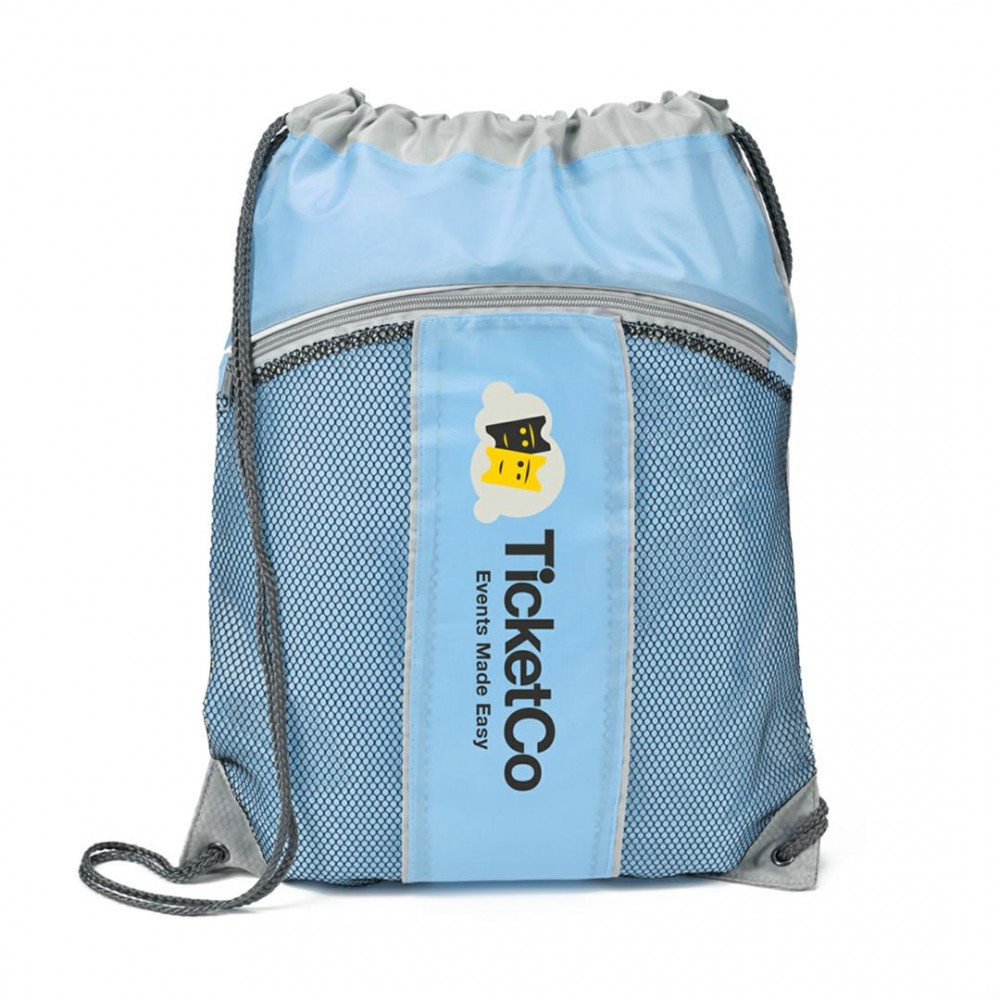 The Leader Drawstring Bag - Blue with Logo The Leader Drawstring Bag - Blue with Logo