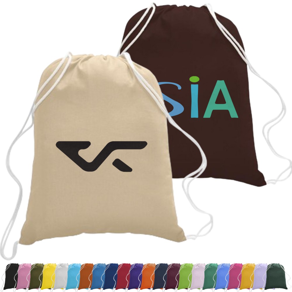 Customized 100% Cotton Eco-Friendly Large Drawstring Backpack USA Decorated (17" x 20") Customized 100% Cotton Eco-Friendly Large Drawstring Backpack USA Decorated (17" x 20")