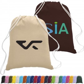 100% Cotton Eco-Friendly Large Drawstring Backpack USA Decorated (17" x 20") with Logo