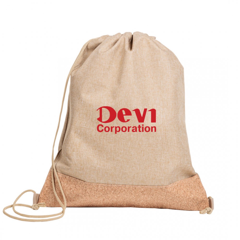 County Drawstring Bag with Cork Bottom with Logo County Drawstring Bag with Cork Bottom with Logo