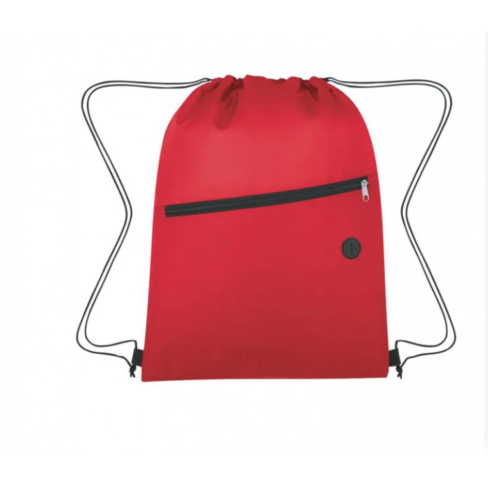 Zippered Drawstring Backpack with Logo