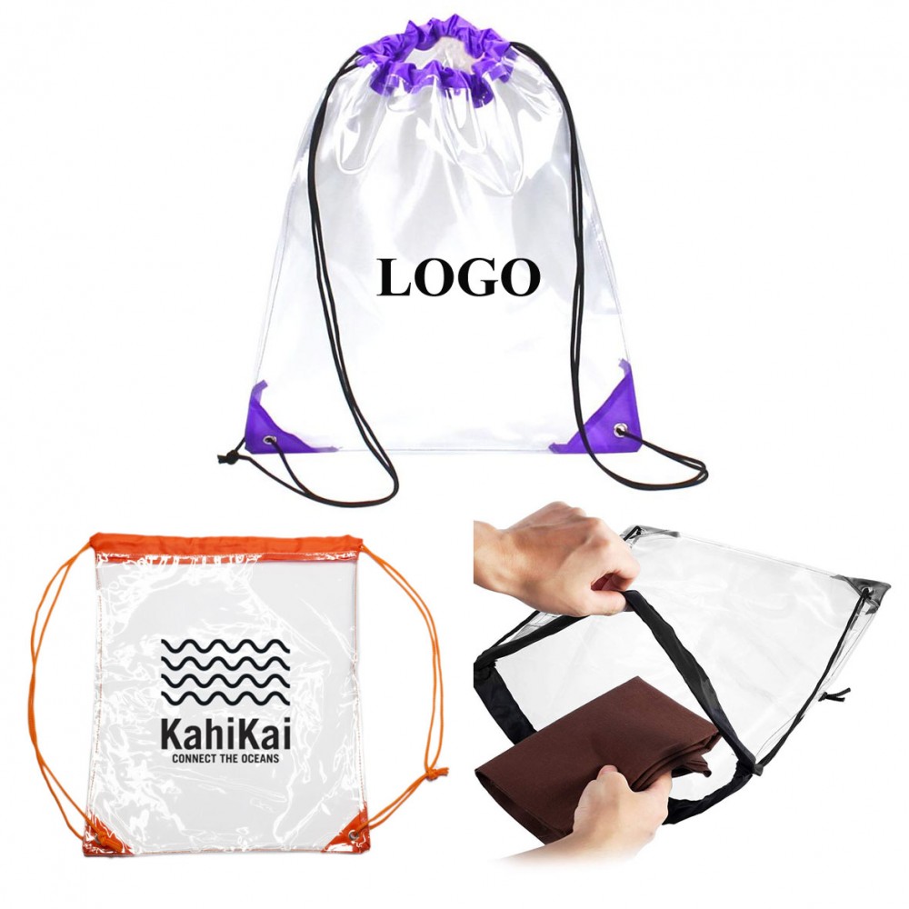 Customized Custom Clear Drawstring Backpack for Stadiums Travel Sport