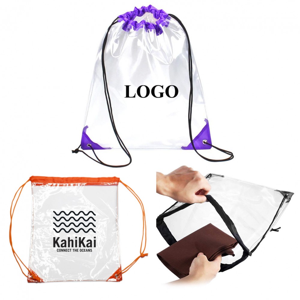 Customized Custom Clear Drawstring Backpack for Stadiums Travel Sport Customized Custom Clear Drawstring Backpack for Stadiums Travel Sport