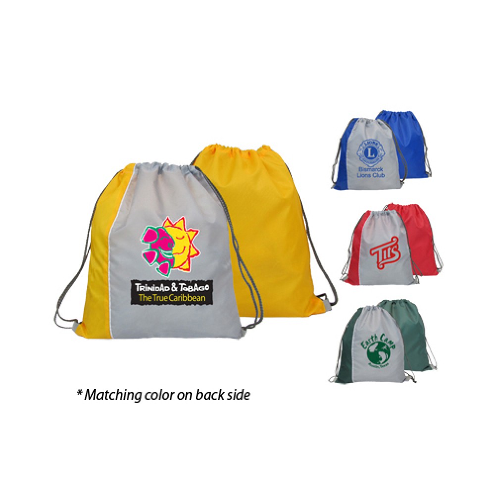 Reversible Two Tone Drawstring Backpack with Logo