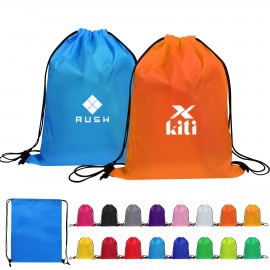 Large Sport Polyester Drawstring Backpack 16.5"x13.4" with Logo