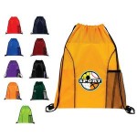 Dual Pocket Drawstring Backpack with Logo