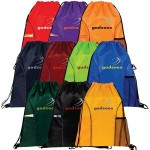 Vernon Dual Pocket Drawstring Backpack with Logo