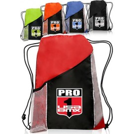 Promotional Side Mesh Pockets Drawstring Backpacks