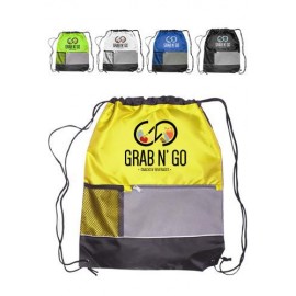 15&amp;amp;quot;W X 18&amp;amp;quot;H Front Pocket Drawstring Backpacks with Logo