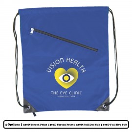 Full Dye Sublimation Front Zipper Polyester Drawstring Bag with Logo