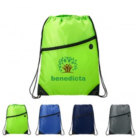 Custom RPET Drawstring Bag with Zippered Pocket  Custom RPET Drawstring Bag with Zippered Pocket