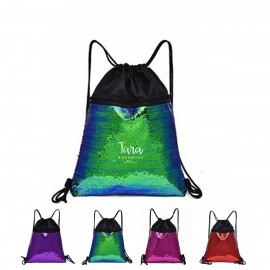 Sequin Drawstring Backpack with Logo  Sequin Drawstring Backpack with Logo