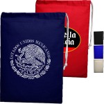 Promotional 100% Cotton Sheeting File Drawstring Bag USA Decorated (11" x 16")