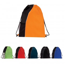 Mesh Pocket Drawstring Backpack with Logo