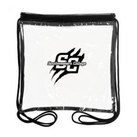 The 12" x 12" Clear Drawstring Backpack with Logo  The 12" x 12" Clear Drawstring Backpack with Logo