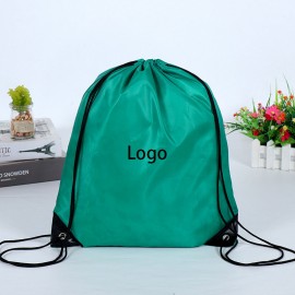 Logo Branded 210D Polyester Bag Drawstring Backpack w/ Reinforced Leather Eyelets  Logo Branded 210D Polyester Bag Drawstring Backpack w/ Reinforced Leather Eyelets