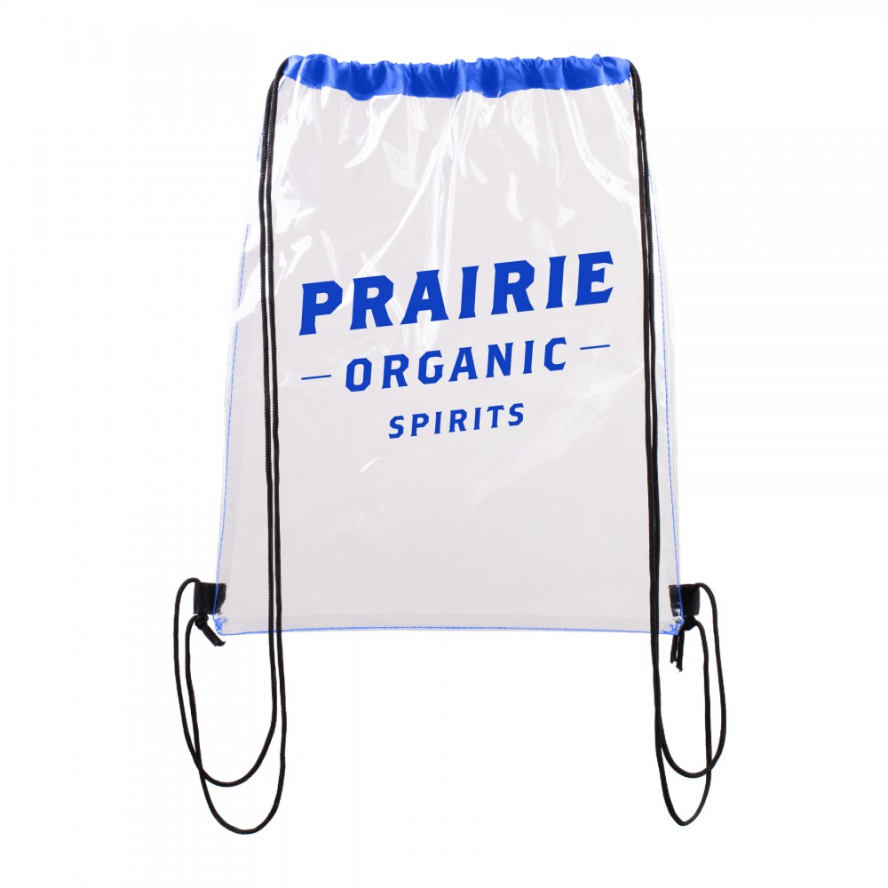 Large Clear Waterproof Stadium Drawstring Backpack with Logo