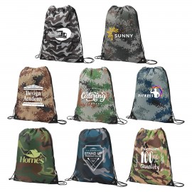 Logo Branded Camo Drawstring Sports Pack-14" X 18"