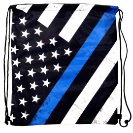 Police Flag Drawstring Bag/Backpack with Logo  Police Flag Drawstring Bag/Backpack with Logo