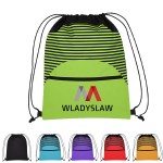 Striped Drawstring Sports Pack with Logo