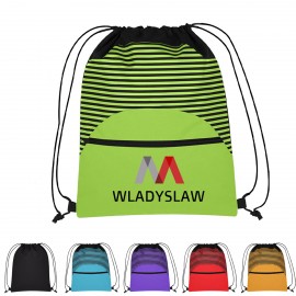 Striped Drawstring Sports Pack with Logo  Striped Drawstring Sports Pack with Logo