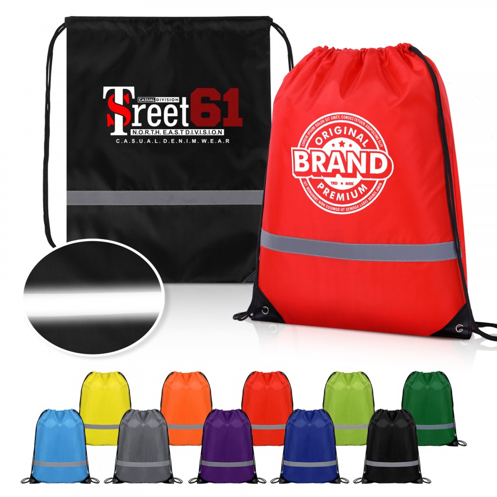 Personalized Reflective Safety Drawstring Backpack Personalized Reflective Safety Drawstring Backpack