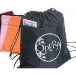 Black Nylon Drawstring Cinch Up Backpack with Logo
