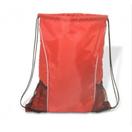Drawstring Backpack With Two Mesh Pockets with Logo