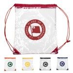 Clear Cinch Up Bag Drawstring Plastic Backpacks with Logo
