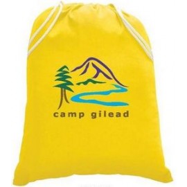 Logo Branded Small Colored 100% Cotton Drawstring Backpack - 1 Color (14"x18")