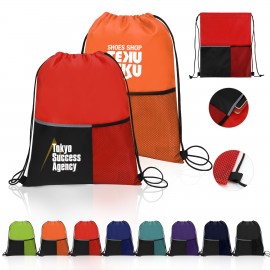 Dual Pocket Drawstring Sportpack with Logo