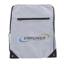 Sports Drawstring Backpack with Front Zipper with Logo