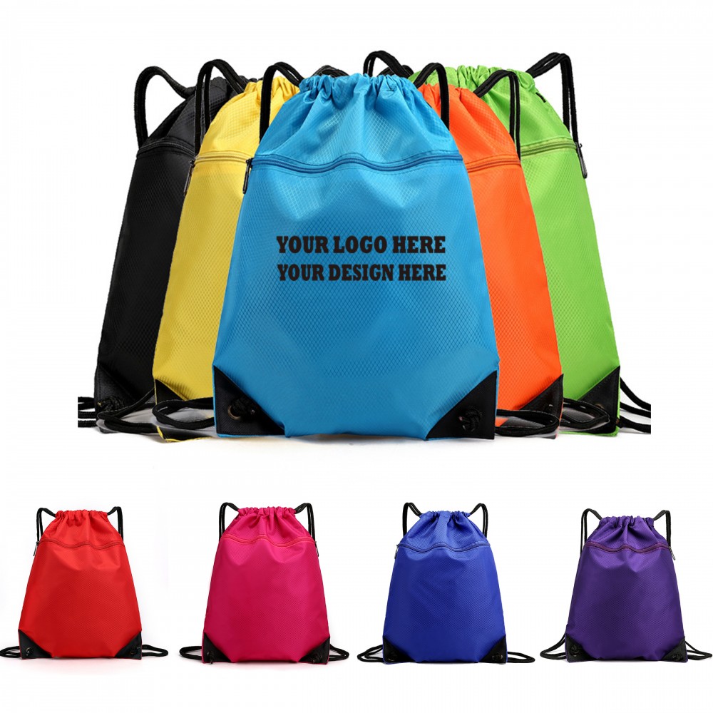 Customized 16" X 19" Polyester Drawstring Backpack
