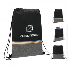 Logo Branded Rainbow Stripe RPET Drawstring Bag