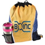 Cinch Sports Bag Drawstring Backpack w/ two water bottle holders with Logo