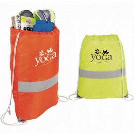 Logo Branded Safety Reflective Polyester Drawstring Backpack