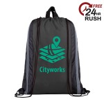 Personalized Drawstring Backpack with Sport Stripes and Handle