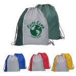 210 Denier Polyester Two Tone Drawstring Backpack with Logo