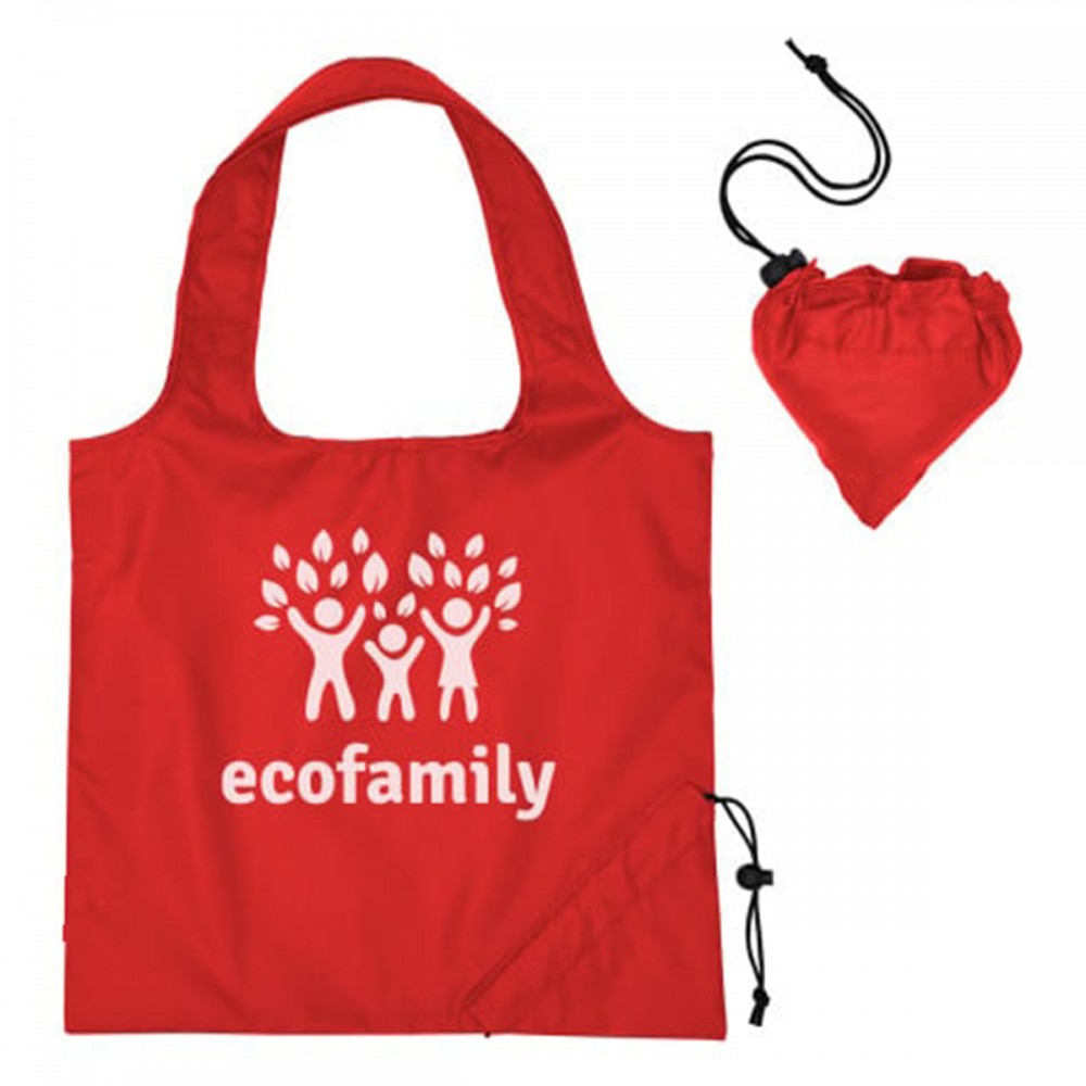 Logo Branded Folding Tote Bag with Drawstring Pouch