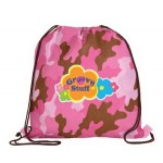 Custom Embroidered Non Woven Camo Drawstring Backpack (Full Color Digital)