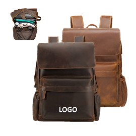 Logo Branded Business Travel Leather Backpack