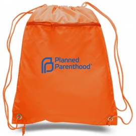 Personalized 210D Polyester Drawstring Backpack w/ Front Pocket USA Decorated (15" x 18.75")