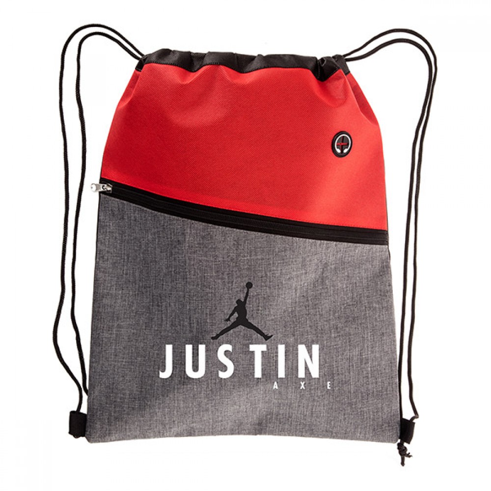 Two tone Drawstring Cinch Bag - Heat Transfer (Colors) with Logo