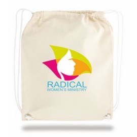 Natural Cotton Canvas Drawstring Backpack - 1 Color (15"x18") with Logo