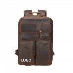 Large Capacity Leather Backpack with Logo