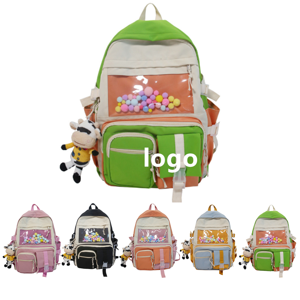 Stylish Mixed Color School Backpack With Large Capacity with Logo