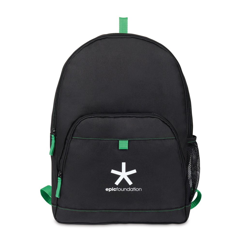 Repeat Recycled Poly Backpack - Kelly Green with Logo