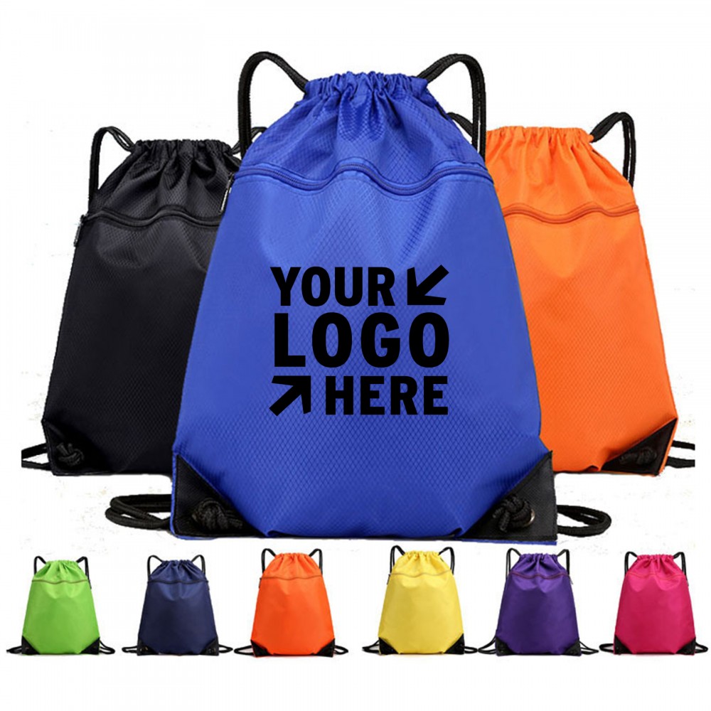 Custom Drawstring Backpack With Zipper Inner Bag