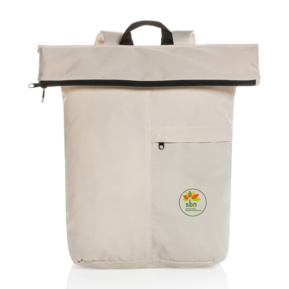 Dillon AWARE rPET Lightweight Foldable Backpack - Off White with Logo