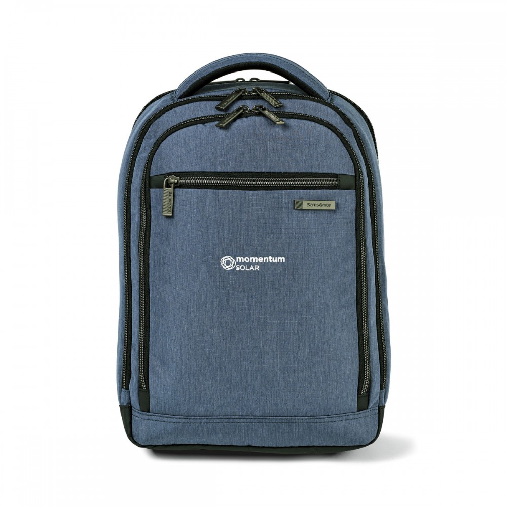Samsonite Modern Utility Small Computer Backpack - Blue Chambray Custom Embroidered Samsonite Modern Utility Small Computer Backpack - Blue Chambray Custom Embroidered